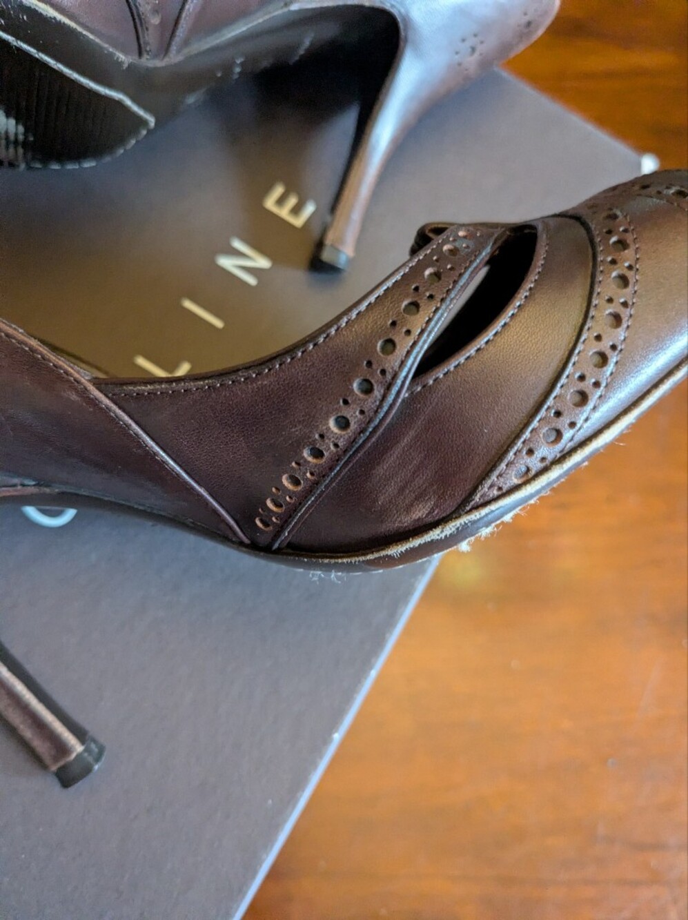 Celine Brown Peep-Toe Heels - Picture 10 of 13